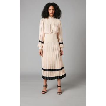 Charlie Pleated Silk Midi Dress