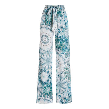 Solano Printed Satin Straight-Leg Pants