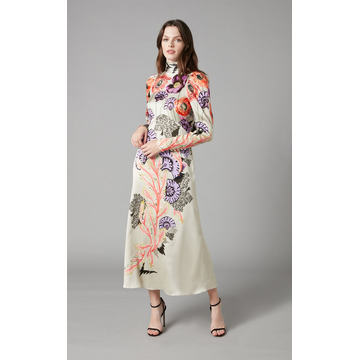 Avril Floral-Printed Silk-Blend Maxi Dress