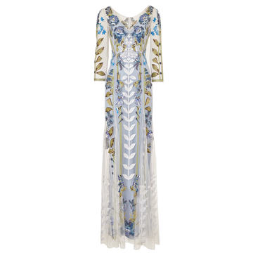 Lucille Embroidered Silk-Blend Dress