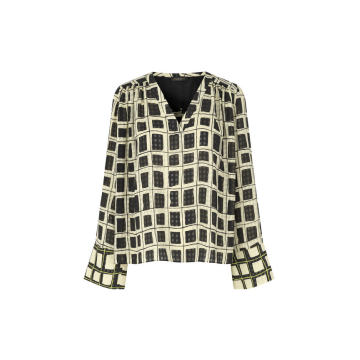 Roselyn Checked Crepe De Chine Top