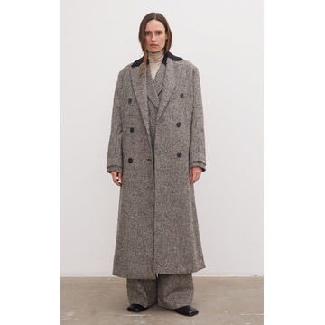 Flyette Houndstooth Wool-Blend Coat