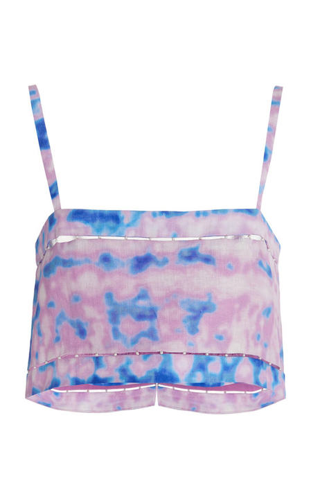 Sylva Tie-Dye Linen Cropped Top展示图