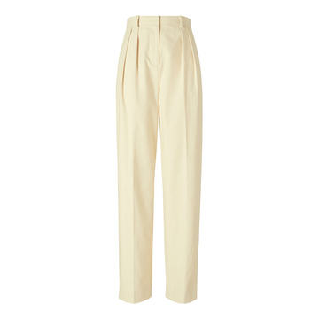 Canvas Pleated Straight-Leg Trousers