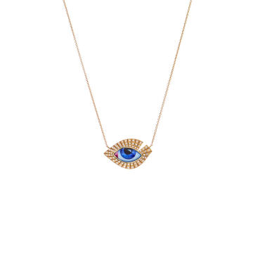 14K Yellow Gold Mexican Petit Blue  Diamond Necklace
