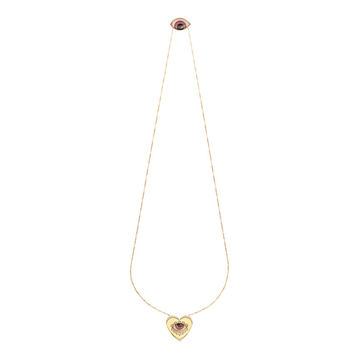 14K Yellow Gold Escapulario Coeur Diamond Necklace