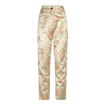 Brealyn Printed Satin Straight-Leg Trousers