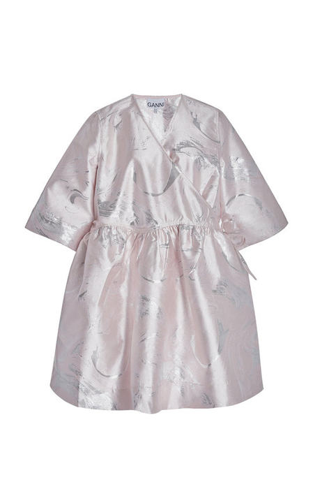 Metallic Jacquard Mini Wrap Dress展示图