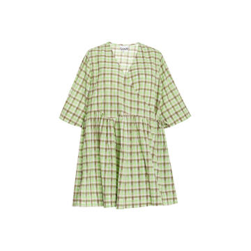 Check Organic Cotton-Blend Seersucker Mini Dress