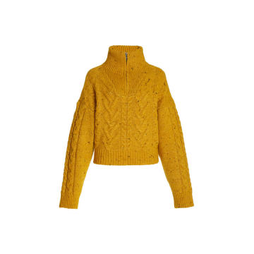 Cable-Knit Zipper-Detailed Pullover Sweater