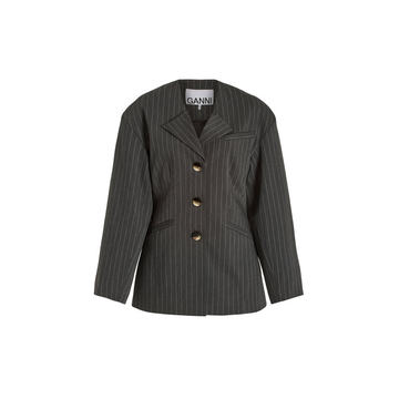 Striped Single-Breasted Blazer