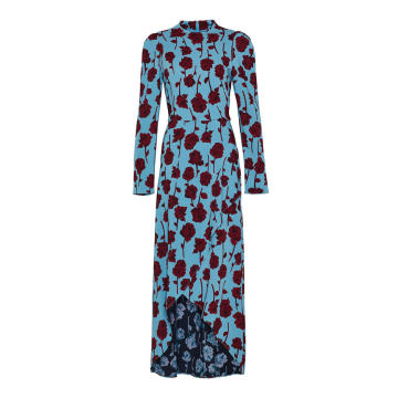 Double-Faced Rose Printed Crepe Midi Dress