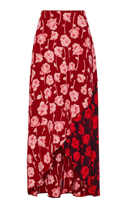 Double-Faced Rose Printed Crepe Midi Skirt展示图