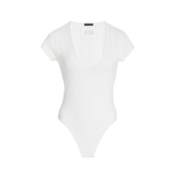 Plunged Cotton-Blend Bodysuit