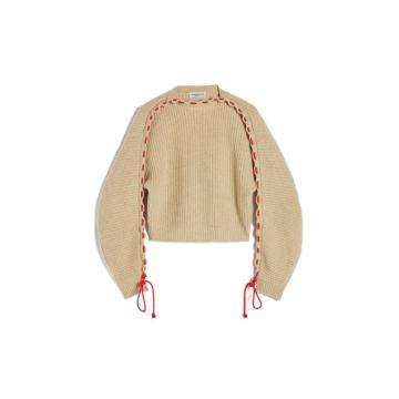 Cord-Detailed Oversized Wool Sweater