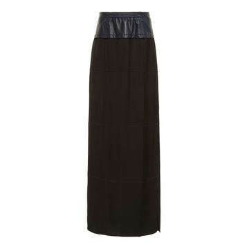 Leather Basque Crepe Slip Skirt