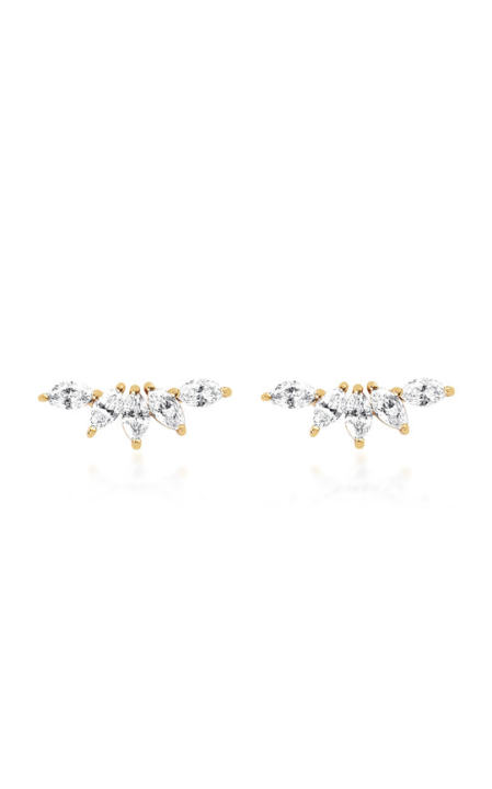 14k Gold Marquise Diamond Fan Earrings展示图