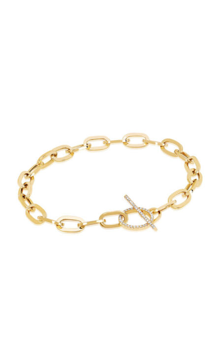 Jumbo 14k Gold Diamond Toggle Chain Bracelet展示图