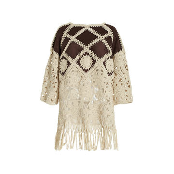 Noelle Crochet Fringed Suede Tunic