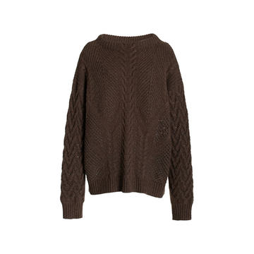 Brynlee Wool Blend Cable Knit Funnel Neck Pullover