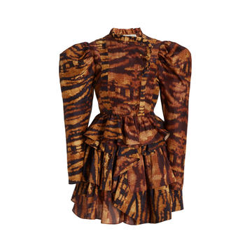 Deniz Animal-Printed Silk Dress