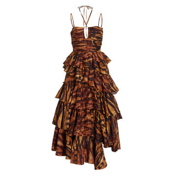 Zenat Animal-Printed Silk Gown