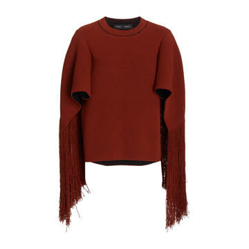 Fringe Sleeve Cotton-Blend Sweater