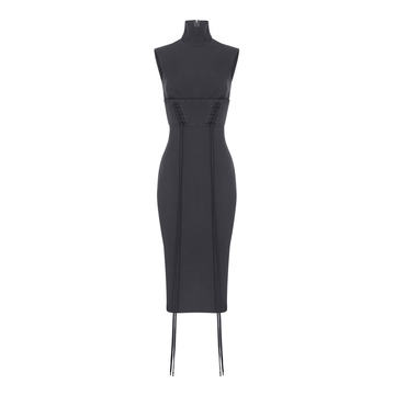 Briar Corset-Belted Stretch Crepe Dress