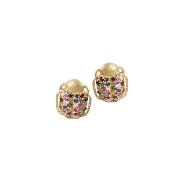 18K Yellow Gold Pav�� Scarab Earring