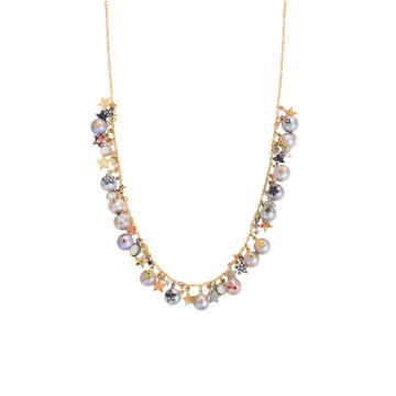 18K Yellow Gold Superstellar Multi Star & Pearl Necklace