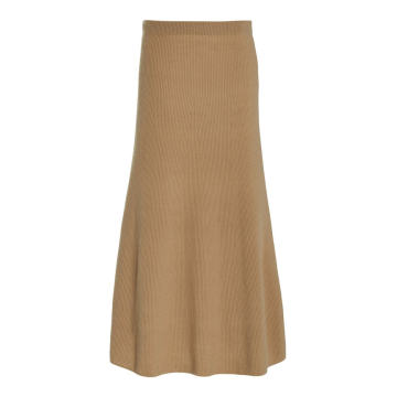 Ribbed Wool-Cashmere Swing Skirt