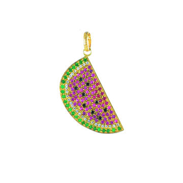 18K Yellow Gold Pav�� Watermelon Pendant