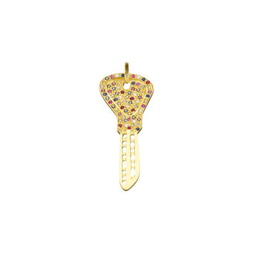 18K Yellow Gold Pav�� Bow Key Pendant