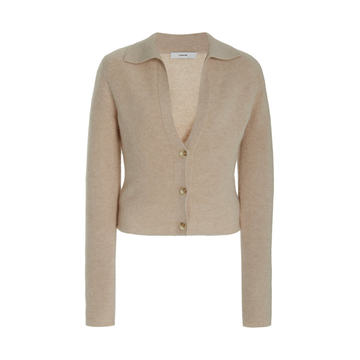 Polo-Buttoned Boiled Cashmere Cardigan