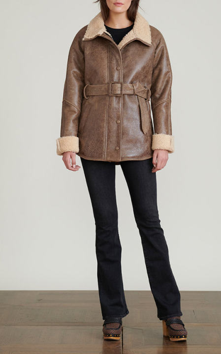 Bonny Shearling-Trimmed Leather Coat展示图