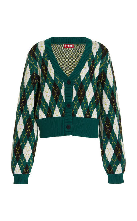 Knave Argyle Cotton-Blend Cardigan展示图