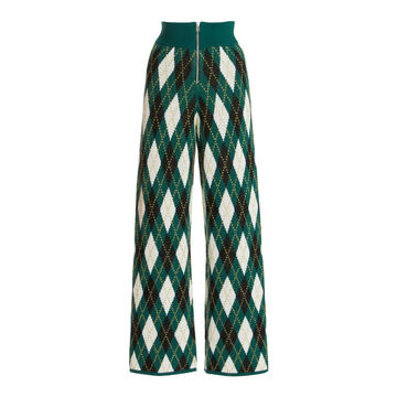 Deck Argyle Cotton-Blend Straight-Leg Pants