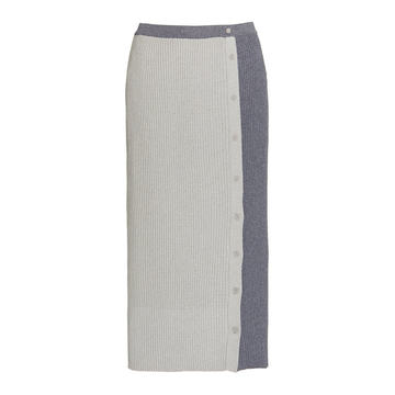 Elms Color-Blocked Ribbed-Knit Midi Skirt