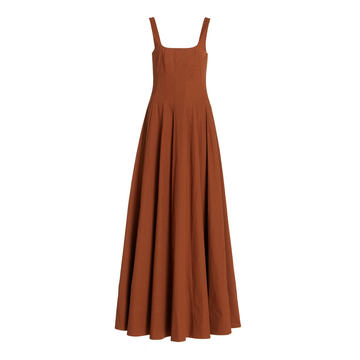 Wells Pleated Cotton-Blend Maxi Dress