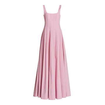 Wells Pleated Cotton-Blend Maxi Dress