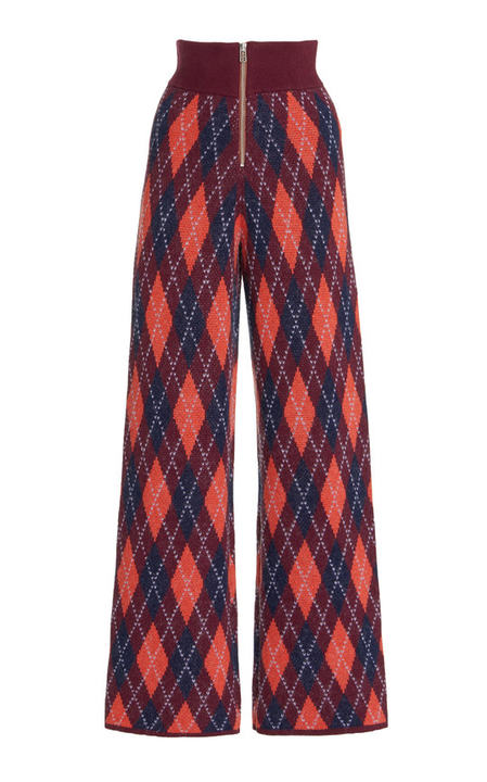 Deck Argyle Cotton-Blend Straight-Leg Pants展示图