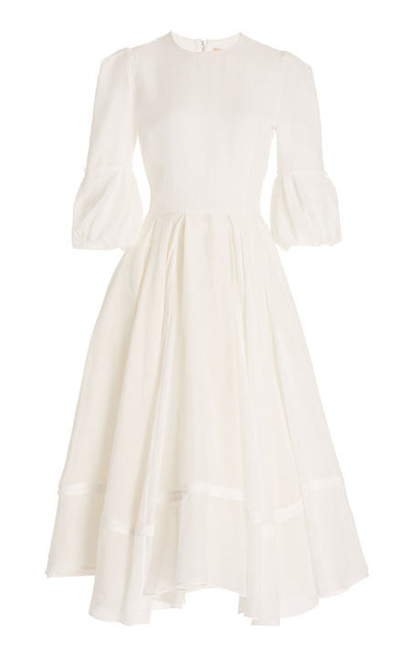 Tatum Pleated Cotton-Chiffon Midi Dress展示图