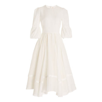 Tatum Pleated Cotton-Chiffon Midi Dress