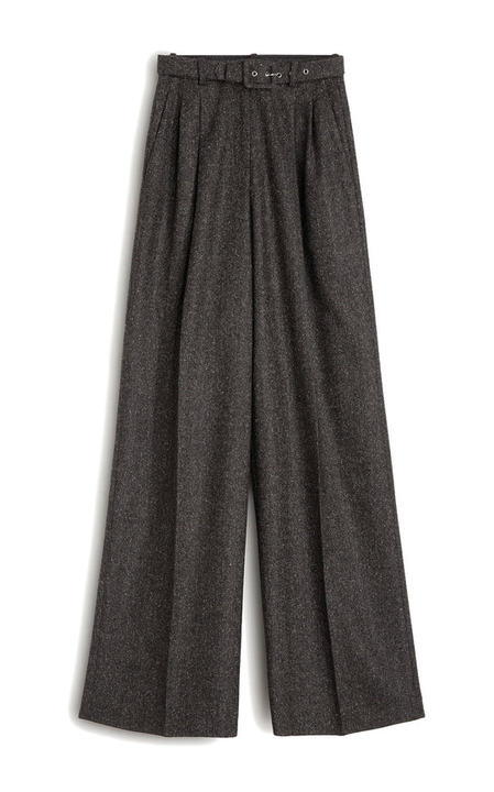 Theia Belted Herringbone Wide-Leg Pants展示图