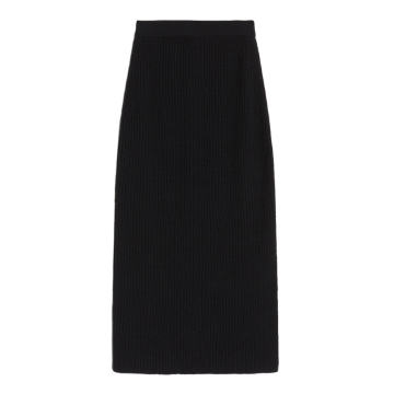 Ribbed Wool-Blend Pencil Skirt