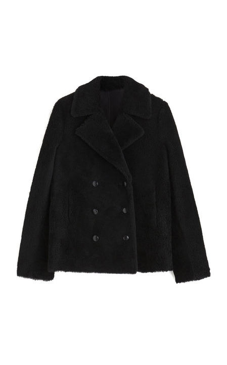 Tirzah Double-Breasted Shearling Peacoat展示图