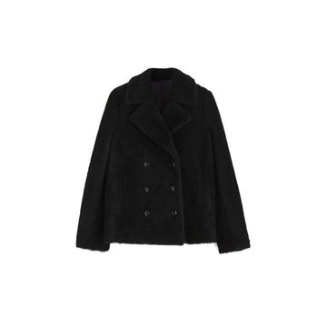 Tirzah Double-Breasted Shearling Peacoat