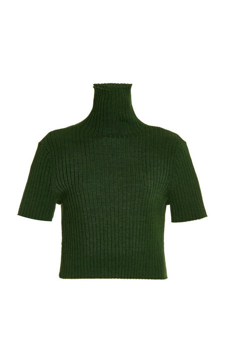 Lilou Merino Wool-Blend Ribbed-Knit Top展示图