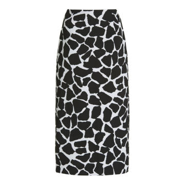 Giraffe-Printed Virgin Wool-Blend Pencil Skirt