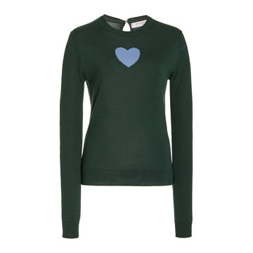 Heart-Intarsia Silk-Cashmere Top